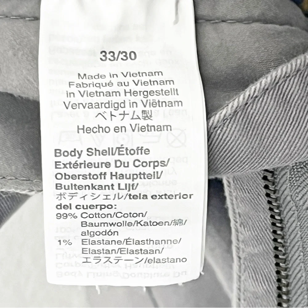 J. CREW Mercantile Flex Light Gray Fleece Lined Pants, Size 33 x 30